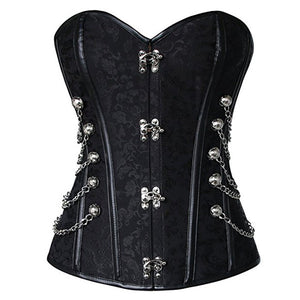 Victorian Steampunk Lace Up Brocade Corset with Chains