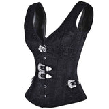 Women's Steampunk Rock Retro Spiral Steel Boned Vest Corset