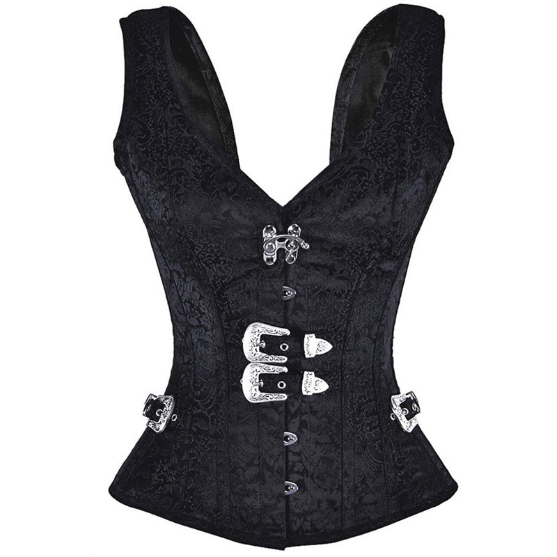 Women's Steampunk Rock Retro Spiral Steel Boned Vest Corset