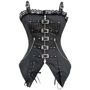 Womens Gothic Zip Buckle Straps Steampunk Corset