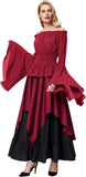 Women's Renaissance Gothic Blouse Bell Ruffle Off Shoulder Boho Corset Costume