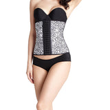 Latex Waist Trainer Cheetah Print Steel Boned Waist Corset