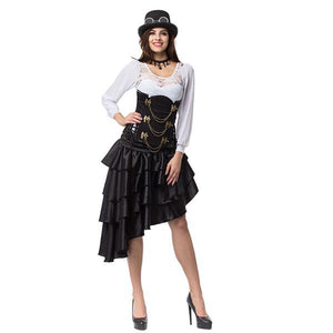 Brocade Underbust Corset Steampunk Costume With Skirt