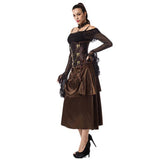 Brocade Underbust Corset Steampunk Costume With Skirt