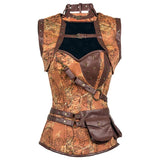 Steampunk Brocade Jacket Corset With Belt Pockets