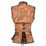 Steampunk Brocade Jacket Corset With Belt Pockets