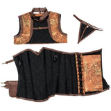 Steampunk Brocade Jacket Corset With Belt Pockets