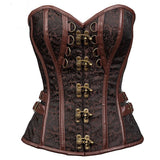 Brown Overbust Corset Steampunk Costume Clothing with Skirt