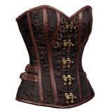 Brown Overbust Corset Steampunk Costume Clothing with Skirt