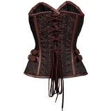 Brown Overbust Corset Steampunk Costume Clothing with Skirt