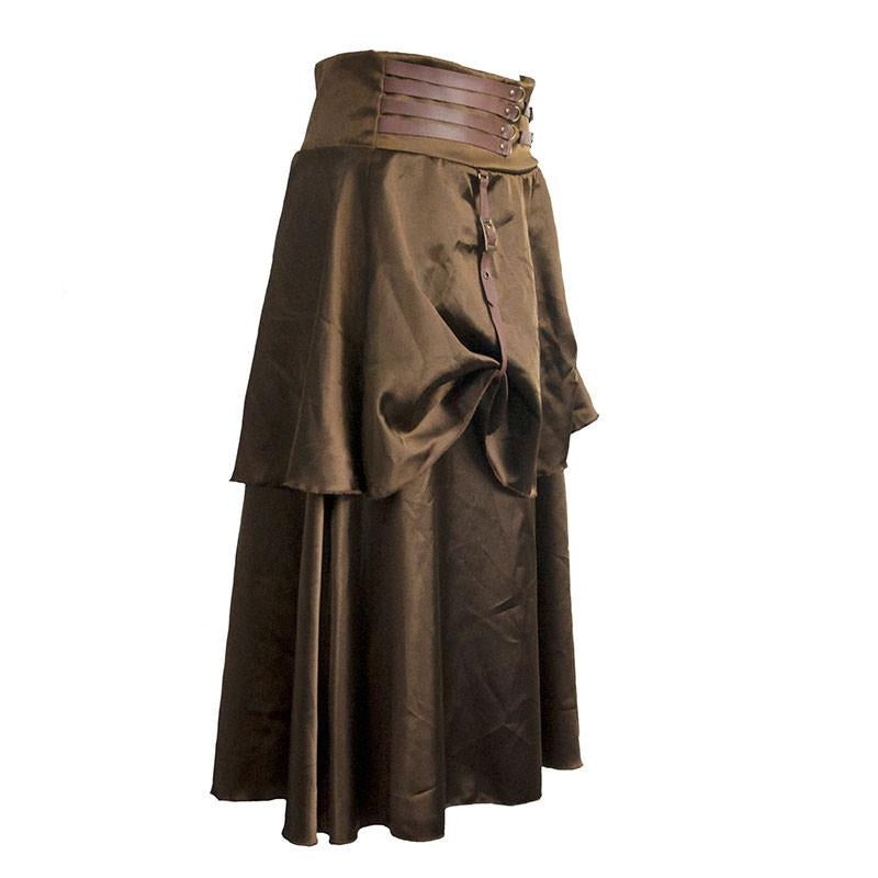Brown Overbust Corset Steampunk Costume Clothing with Skirt